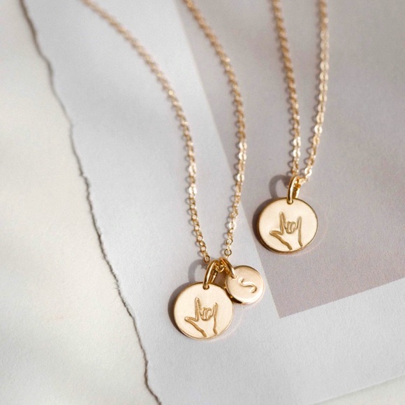 “I Love You” Sign Language ASL Minimalist Necklace - Picture 2 of 16